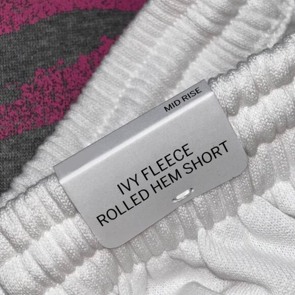 VS PINK Limited Edition Varsity Blue & White Ivy Fleece Rolled Hem Shorts- SM - Picture 5 of 8